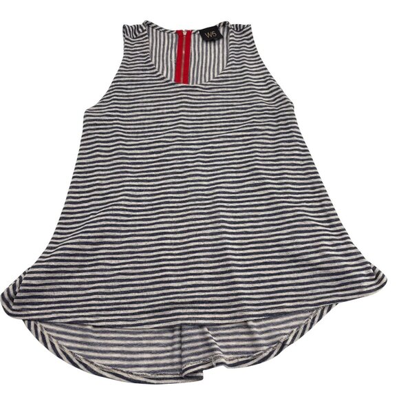 W5 Anthropologie Striped Sleeveless Tank Top  Size M Blue White Polyester Rayon - Picture 1 of 5